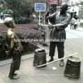 Chinese style outdoor ancient bronze sculpture young boy and old man selling sesame oil for decoration